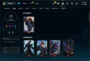 Conta bronze 2 com 120 Champs e 52 Skin (Mais de 1300 jogos) - League of Legends LOL