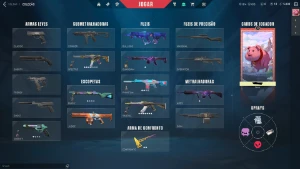 Valorant várias skins antigas, glitchpop e outras.