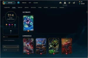 Conta League Of Legends 214 Skins LOL