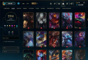 Platina 4 com TODOS os Champs e 294 Skins ( JG / TOP / MID ) - League of Legends LOL