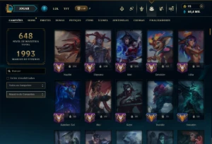 Platina 4 com TODOS os Champs e 294 Skins ( JG / TOP / MID ) - League of Legends LOL