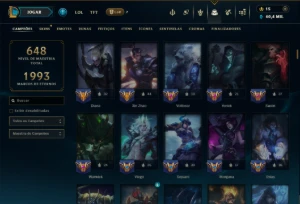 Platina 4 com TODOS os Champs e 294 Skins ( JG / TOP / MID ) - League of Legends LOL