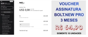 Conta Individual Bolt.new Pro por 3 meses - Garantia 30 Dias