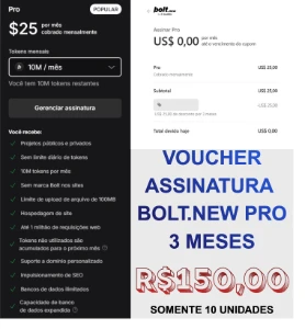 Conta Individual Bolt.new Pro por 3 meses - Garantia 30 Dias