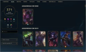 Conta lol muito 371 skins todos champs platina 3 - League of Legends