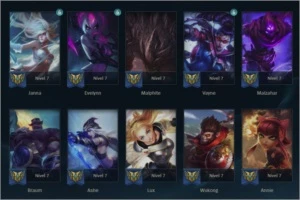 Conta lol muito 371 skins todos champs platina 3 - League of Legends