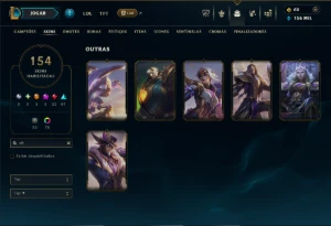 Prata 3 com TODOS os Champs e 154 Skins ( MID / ADC / SUP ) - League of Legends LOL
