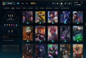 Prata 3 com TODOS os Champs e 154 Skins ( MID / ADC / SUP ) - League of Legends LOL