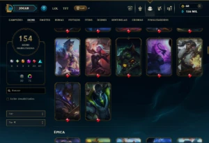 Prata 3 com TODOS os Champs e 154 Skins ( MID / ADC / SUP ) - League of Legends LOL