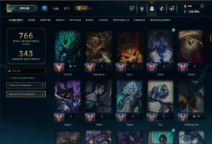 Prata 3 com TODOS os Champs e 154 Skins ( MID / ADC / SUP ) - League of Legends LOL