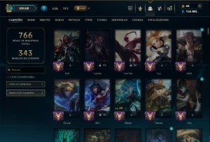 Prata 3 com TODOS os Champs e 154 Skins ( MID / ADC / SUP ) - League of Legends LOL