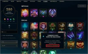 Conta diamante com várias skins raras e recompensas desde s3 - League of Legends LOL