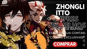 Genshin Impact conta  Itto + Chifres Vermelhos+zhongli AR10