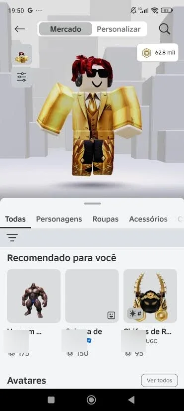 Conta com 62.8 mil robux - Roblox