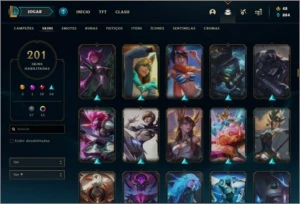 Conta ouro 2 MAIN SUP, com TODOS os champs e 201 skins - League of Legends LOL