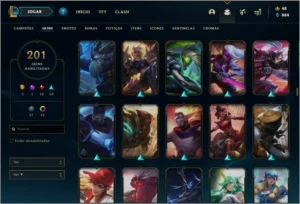 Conta ouro 2 MAIN SUP, com TODOS os champs e 201 skins - League of Legends LOL