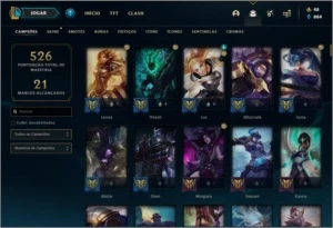 Conta ouro 2 MAIN SUP, com TODOS os champs e 201 skins - League of Legends LOL