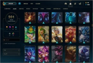 Conta ouro 2 MAIN SUP, com TODOS os champs e 201 skins - League of Legends LOL