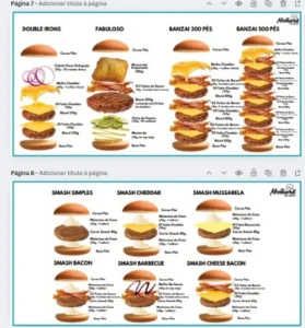 Instruções de montagem para hamburgueria ilustrativo