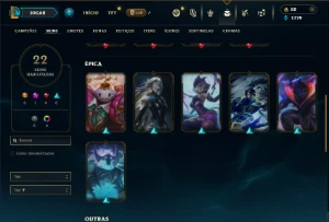 Diamante 4 com 50 Champs e 22 Skins + Ryze Triunfante - League of Legends LOL