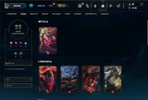 Diamante 4 com 50 Champs e 22 Skins + Ryze Triunfante - League of Legends LOL