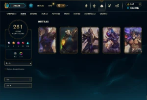 Ouro 3 com TODOS os champs e 281 Skins ( Nivel 740 ) - League of Legends LOL