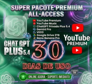 Chat Gpt 5.4+Youtube Premium + Music+ Gemini+Veo3+5 TB Drive - Assinaturas e Premium