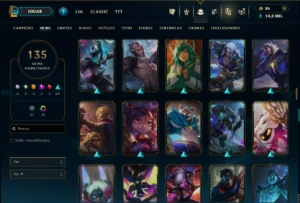 Unranked com 150 Champs e 135 Skins ( ADC / MID  / TOP ) - League of Legends LOL