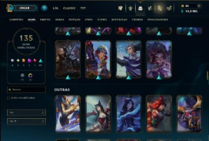 Unranked com 150 Champs e 135 Skins ( ADC / MID  / TOP ) - League of Legends LOL