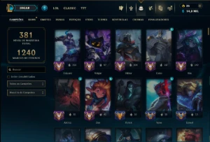 Unranked com 150 Champs e 135 Skins ( ADC / MID  / TOP ) - League of Legends LOL