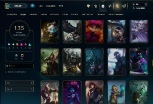 Unranked com 150 Champs e 135 Skins ( ADC / MID  / TOP ) - League of Legends LOL