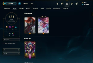 Conta Platina 4 com TODOS os champs e 131 Skins + 47 Cromas - League of Legends LOL