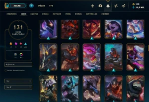 Conta Platina 4 com TODOS os champs e 131 Skins + 47 Cromas - League of Legends LOL