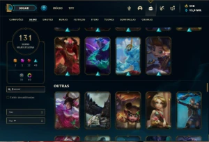 Conta Platina 4 com TODOS os champs e 131 Skins + 47 Cromas - League of Legends LOL