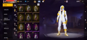 Top criminal dourado, coelhao do Black, numa preto e branco - Free Fire