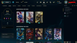 Conta de LOL nível 230 com 86 skins e 52k de EA - League of Legends