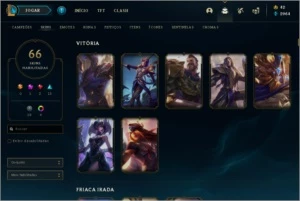 Conta LoL criada na season 1, com 132 campeões e 66 skins - League of Legends