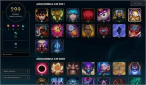 Conta LoL, nv 350, 299 skins, todos os champs - League of Legends