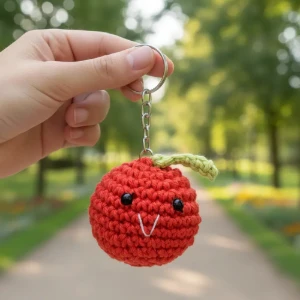 Chaveiro Mini Maçã Amigurumi - Artesanato e Personalizados