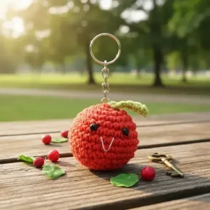 Chaveiro Mini Maçã Amigurumi - Artesanato e Personalizados