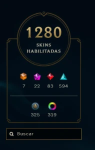 Conta League of Legends 1280 skins LOL