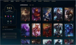 CONTA DO LOL 243 SKINS E TODOS OS CHAMPS - League of Legends
