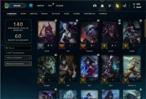 Conta bronze 3 com 47 Champs e 21 skins + 720 RP - League of Legends LOL