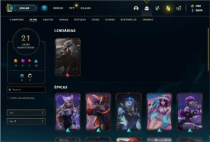 Conta bronze 3 com 47 Champs e 21 skins + 720 RP - League of Legends LOL