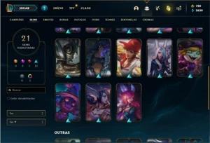 Conta bronze 3 com 47 Champs e 21 skins + 720 RP - League of Legends LOL