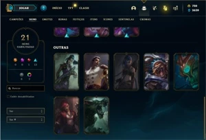Conta bronze 3 com 47 Champs e 21 skins + 720 RP - League of Legends LOL