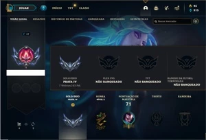 Conta prata 4 com 27 Champs e 16 Skins - League of Legends LOL