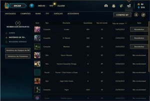 Conta prata 4 com 27 Champs e 16 Skins - League of Legends LOL