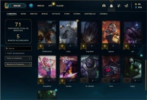 Conta prata 4 com 27 Champs e 16 Skins - League of Legends LOL