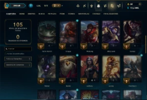 Unranked com 50 Champs e 38 Skins - League of Legends LOL